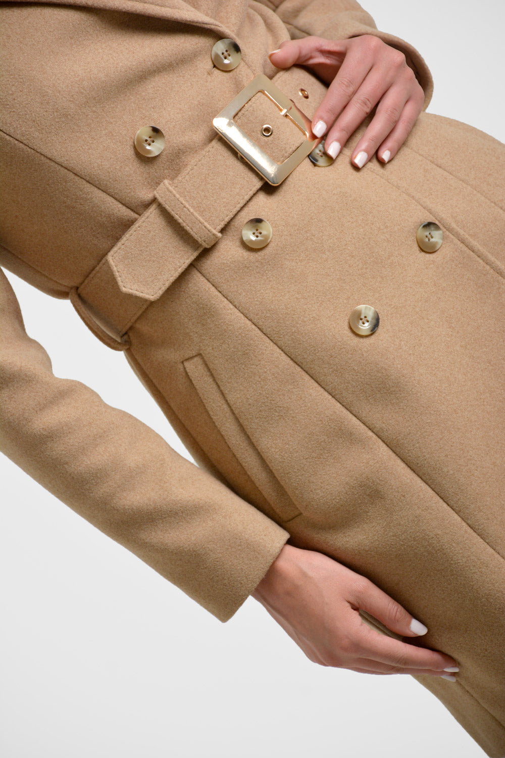 abrigo mujer doble botonadura ab 0108 AB-0108 camel Xuss - imagen 4