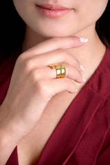 Anillo mujer espiral doble color dorado