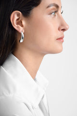 Aretes mujer gota larga color plateado