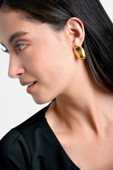 Aretes mujer perla encrustada color dorado