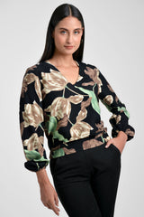 Blusa mujer estampada color negro