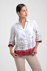 Camisa mujer sublimada color vino tinto