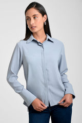 Camisa mujer en crepe color gris humo