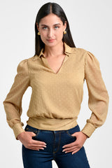 Blusa mujer en chifon color camel