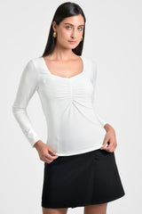 Blusa mujer en punto color ivory