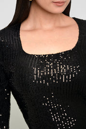 blusa mujer lentejuelas bl 0614 1 BL-0614 negro Xuss imagen 4