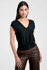 Blusa mujer en punto color negro