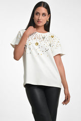 Camiseta mujer oversize con apliques