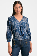 Blusa mujer estampada color azul