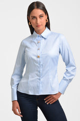 Camisa mujer en popelina color baby blue