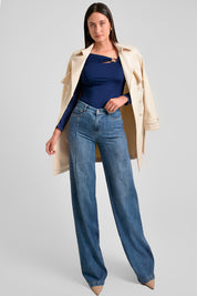 body mujer cuello asimetrico bl 0684 BL-0684 azul navy Xuss imagen 1