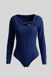 body mujer cuello asimetrico bl 0684 BL-0684 azul navy Xuss imagen 2