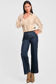camisa mujer con encauchado bl 0690 BL-0690 beige Xuss imagen 1
