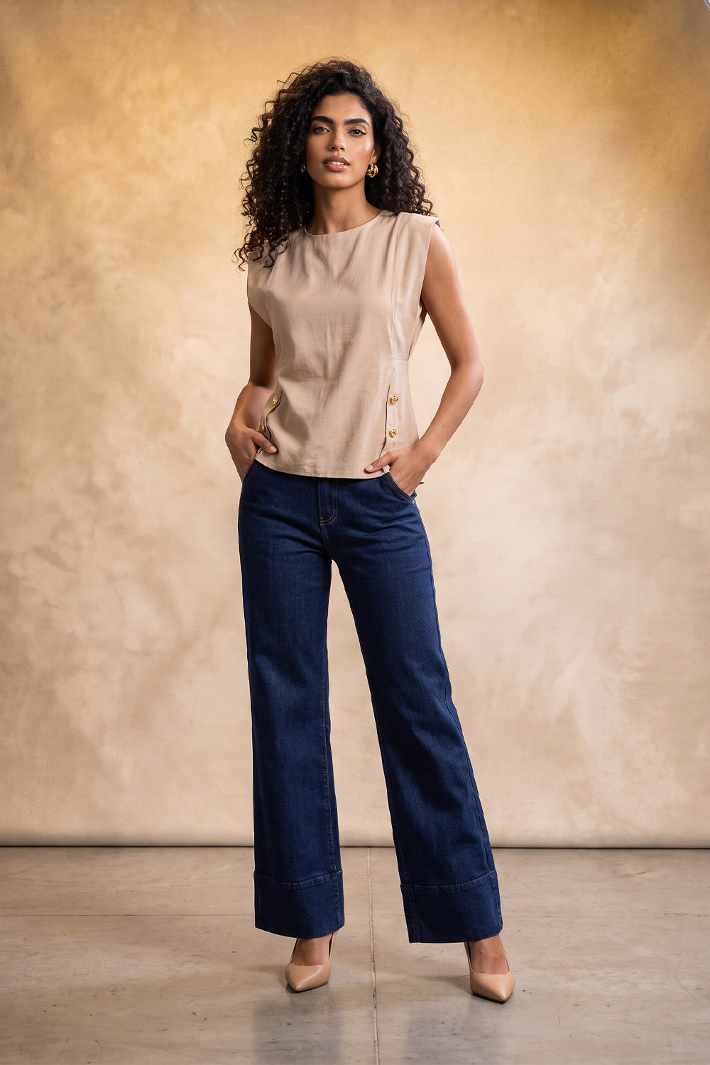 blusa mujer fluida bl 0698 BL-0698 beige Xuss imagen 3