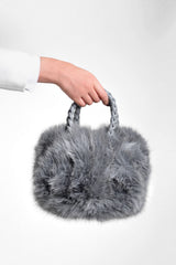 Bolso mujer efecto pelo color gris