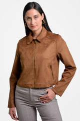 Chaqueta mujer en suede color mocca