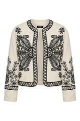 Chaqueta mujer bordada color ivory