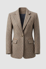 Blazer mujer cuello redondo color camel
