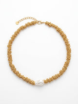 Collar mujer espiral perla color dorado