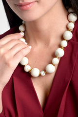 Collar mujer bolas combinada color beige