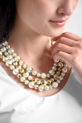 Collar mujer perlas multicapa color blanco