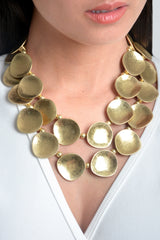 Collar mujer doble discos color dorado