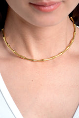 Gargantilla mujer rigida bambu color dorado