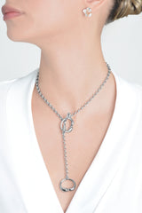Collar largo tipo cadena color plateado