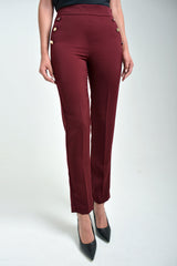 Pantalón mujer clasico color vino tinto