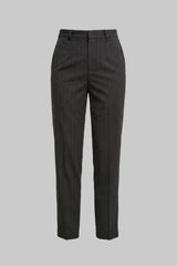 Pantalón mujer en twill preteñido color gris