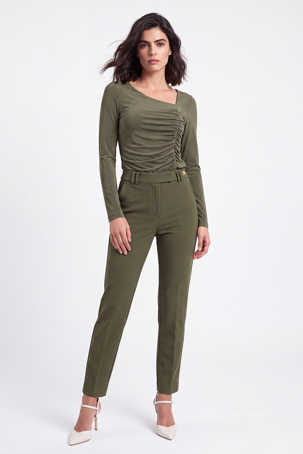 Pantalón mujer con pretina cruzada