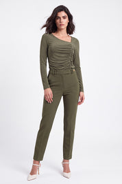 Pantalón mujer con pretina cruzada