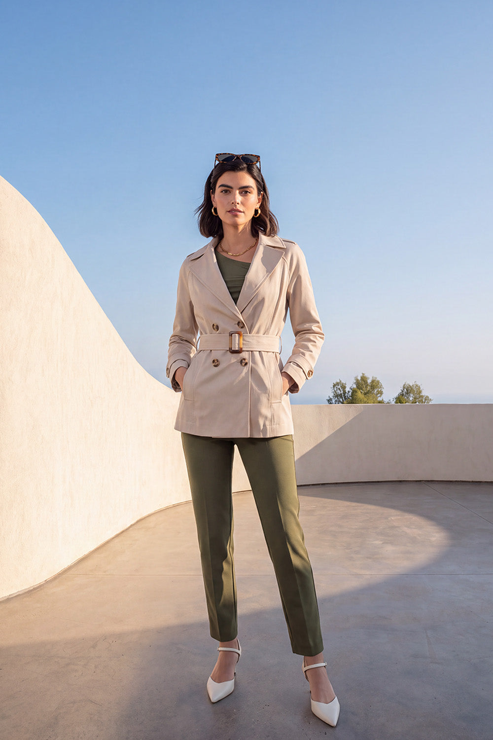 Pantalón mujer con pretina cruzada