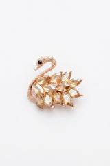 Broche mujer cisne cristales color dorado