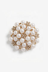 Prendedor mujer perlas y brillantes color blanco
