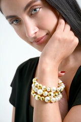 Pulsera mujer con perlas color dorado