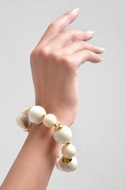 pulsera mujer bolas acrilico pulsera p004 PULSERA-P004 beige Xuss imagen 2