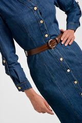 Vestido mujer en denim color azul medio